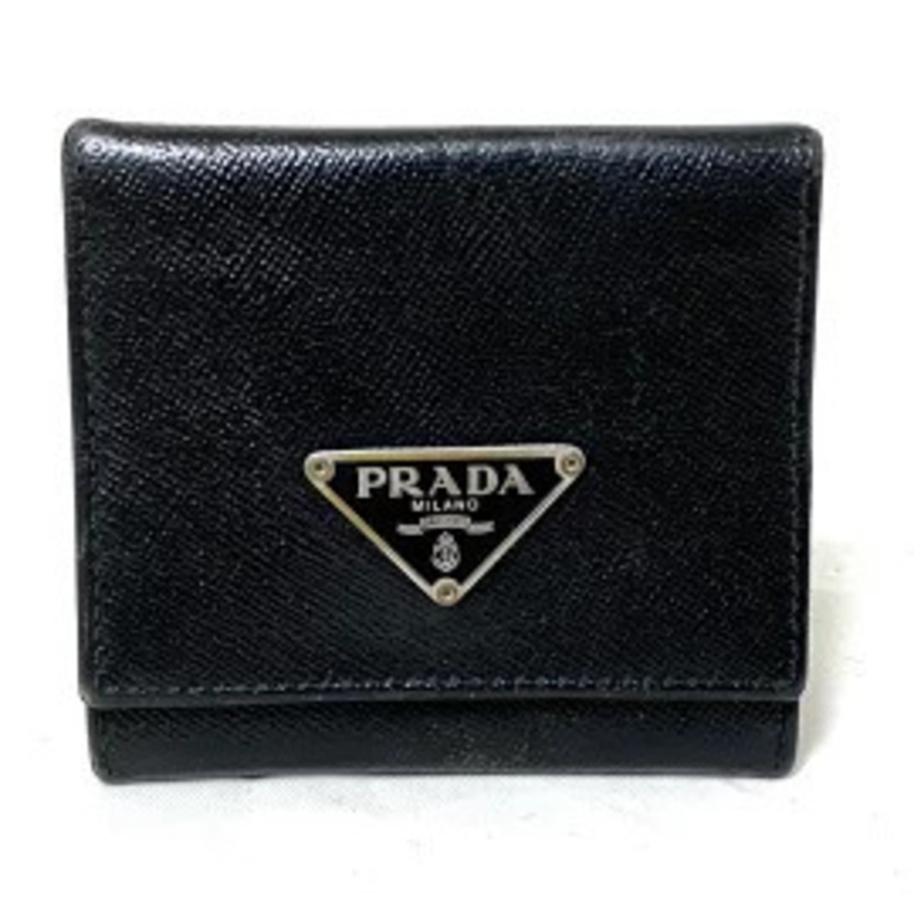 Prada coin case Wallet Black Leather